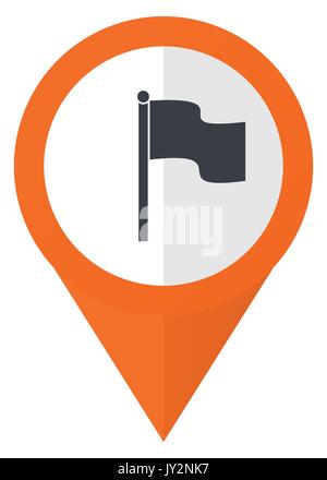 Flag orange pointer vector icon in eps 10 isolated on white background. Stock Vector