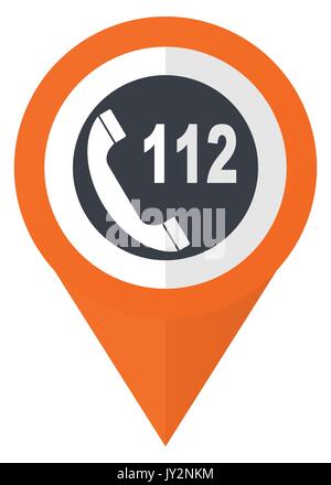Emergency call orange pointer vector icon in eps 10 isolated on white background. Stock Vector