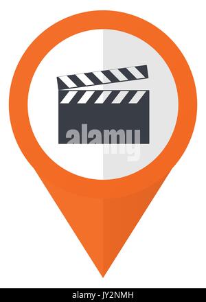 Video orange pointer vector icon in eps 10 isolated on white background. Stock Vector