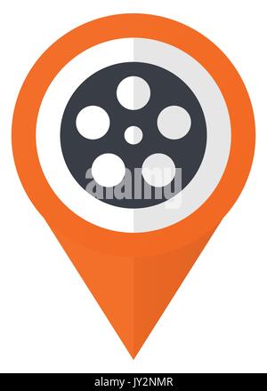 Film orange pointer vector icon in eps 10 isolated on white background. Stock Vector