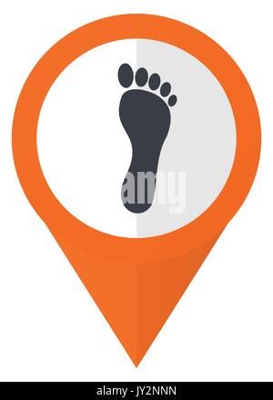 Foot orange pointer vector icon in eps 10 isolated on white background. Stock Vector