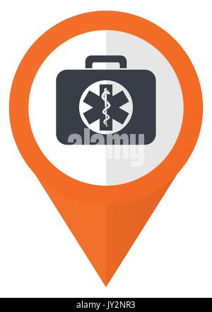 Rescue kit orange pointer vector icon in eps 10 isolated on white background. Stock Vector