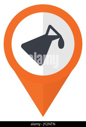 Chemistry orange pointer vector icon in eps 10 isolated on white background. Stock Vector