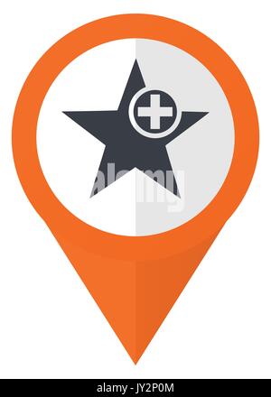 Star orange pointer vector icon in eps 10 isolated on white background. Stock Vector