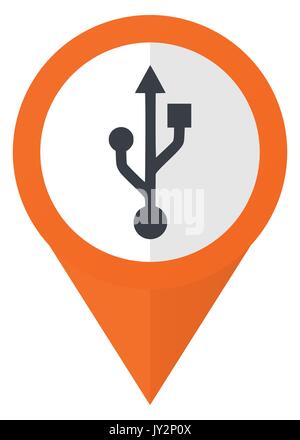 Usb orange pointer vector icon in eps 10 isolated on white background. Stock Vector