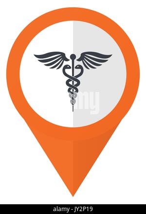 Emergency orange pointer vector icon in eps 10 isolated on white background. Stock Vector