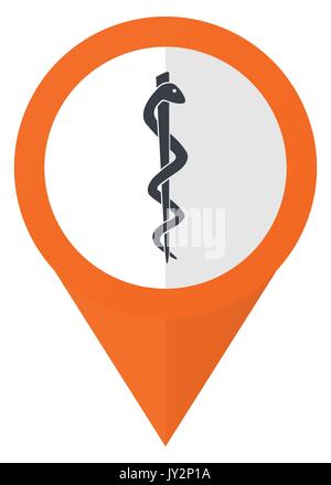 Emergency orange pointer vector icon in eps 10 isolated on white background. Stock Vector