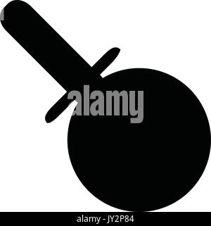 A black and white silhouette of a pizza cutter Stock Vector