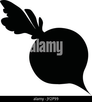 A black and white silhouette of a beetroot Stock Vector