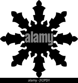 A black and white silhouette of a snowflake Stock Vector