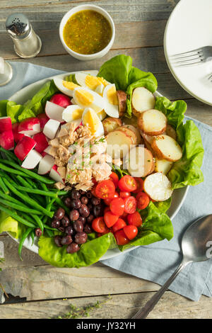 Homemade French Salad Nicoise with Tuna Potatoes Egg and Green Beans Stock Photo