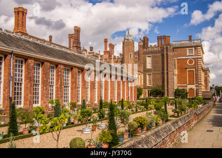 Hampton Court Palace with the Privy Garden in front, Richmond on Thames, London, England. Stock Photo