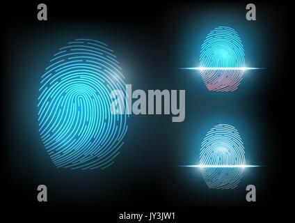 Futuristic Technology fingerprint isolated and scan fingerprint, security system concept, vector illustration Stock Vector