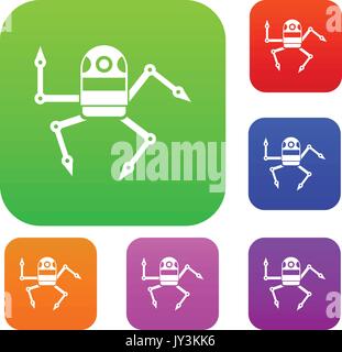 Spider robot set collection Stock Vector