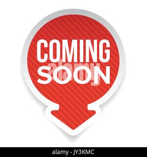 Coming soon label with arrow red Stock Vector