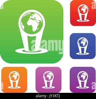 Hologram globe set collection Stock Vector
