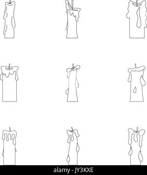 Candles icon set, outline style Stock Vector
