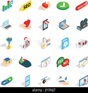 Informative icons set, isometric style Stock Vector