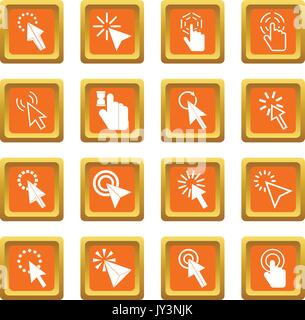 Mouse pointer icons set orange Stock Vector