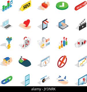 Precaution icons set, isometric style Stock Vector