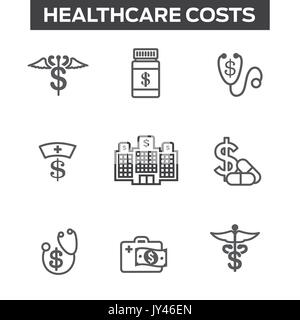 Healthcare costs & expenses showing concept of expensive health care Stock Vector