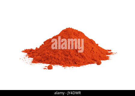 Powdered dried red pepper, isolated over white Stock Photo