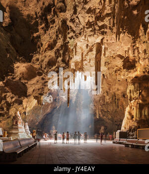 Tham khao luang cave temple.The temple inside of the cave in Phetchaburi, Thailand Stock Photo