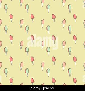 Ice cream yellow and pink seamless pattern. Vector background. Stock Vector