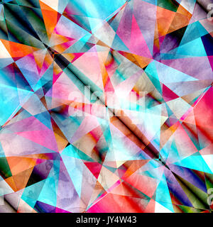 Watercolor geometric background with colored volumetric polygons Stock Photo
