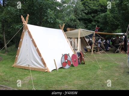 July 5 2017 Tynwald, St John's, Isle of Man. Re-enactors recreate an authentic Viking Village at Cooil y Ree as part of the Tynwald Day celebrations. Stock Photo
