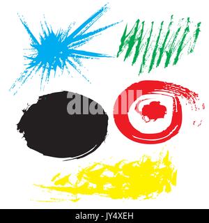 Colorful Retro Vector Stains, Blots, Splashes Set, hand drawn Stock Vector