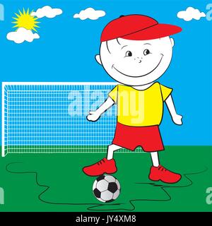 Soccer player boy style cartoon, vector illustration Stock Vector