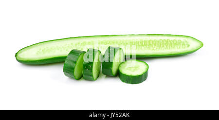 sliced cucumber isolate on white background, Sliced Cucumber in Stack isolated Stock Photo