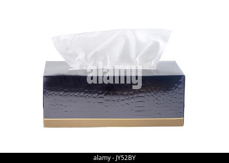 black tissue box isolated on white background. An image of a napkins in a box Stock Photo