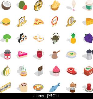 Fruit drink icons set, isometric style Stock Vector