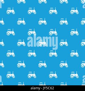 Tractor pattern seamless blue Stock Vector