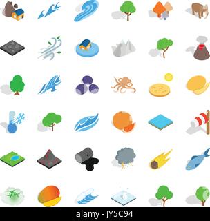 Our earth icons set, isometric style Stock Vector