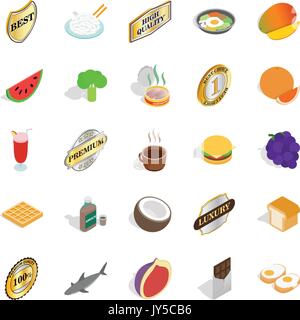 Crockery icons set, isometric style Stock Vector