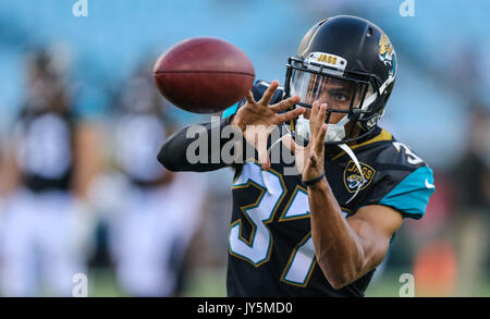 August 17, 2017: Jacksonville Jaguars wide receiver Rashad Greene (13) runs  onto the field for an NFL preseason game against the Tampa Bay Buccaneers  in Jacksonville, FL. Gary McCullough/CSM Stock Photo - Alamy