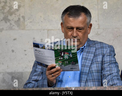 St. Petersburg, Russia. 18th Aug, 2017. Russia, St. Petersburg, on August 18, 2017. Russian Football Championship. The governor of the Leningrad Region Alexander Drozdenko at a match of the Russian Football Championship among clubs of the Premier League between teams of FC Tosno (Tosno) and SKA KHABAROVSK Credit: Andrey Pronin/ZUMA Wire/Alamy Live News Stock Photo