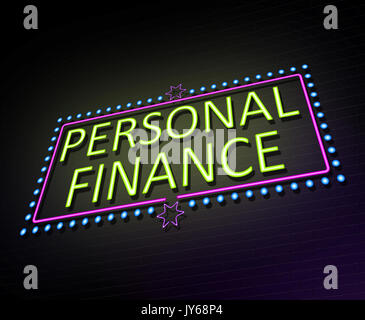 3d Illustration depicting an illuminated neon sign with a personal finance concept. Stock Photo