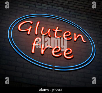 3d Illustration depicting an illuminated neon sign with a gluten free concept. Stock Photo