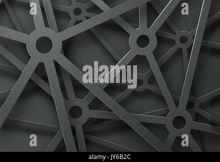 Abstract background with a pattern of cobwebs from mechanisms on black. Conceptual vector net  illustration for presents, sites or banners Stock Vector