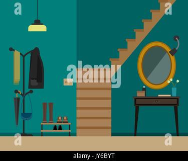 Hall interior with furniture. Stock Vector