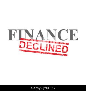Declined grungy red rubber stamp over finance word illustration Stock Vector