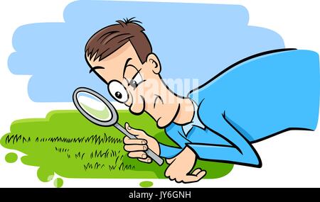 Cartoon Humorous Concept Illustration of Watching the Grass Grow Saying or Proverb Stock Vector