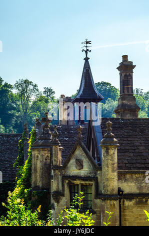 Roofs of buildings covered with sar roof tile, beautiful English architecture, old roofs, vintage Stock Photo