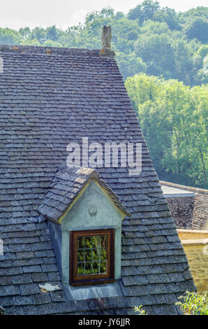 Roofs of buildings covered with sar roof tile, beautiful English architecture, old roofs, vintage Stock Photo