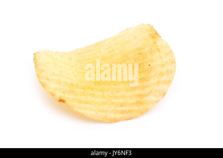 Single potato chip isolated on white background close-up Stock Photo
