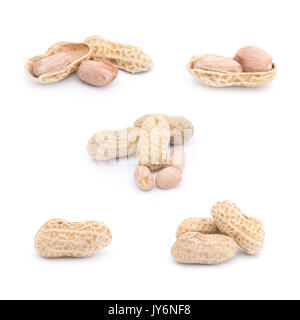 set of peanuts isolated on the white background Stock Photo